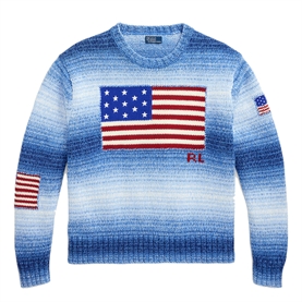 Polo Ralph Lauren Flag Ombré Cotton Sweater, Blue 